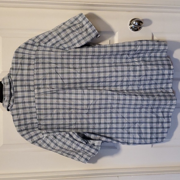 Dockers Men's Gray/Blue Plaid Button Down Short Sleeve Shirt- SizeXL, 17-17 1/2 - Picture 5 of 7